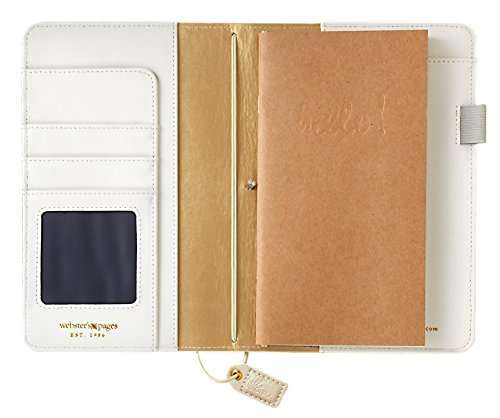 PU Leather Traveler's Journal, Refillable Traveler Journal by Webster's Pages, Small Notebook Cover with Notebook Inserts, for Women, Artists, Writing - Champagne, 5.5" X 1" X 8.75" 4