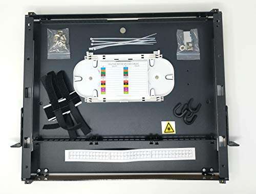 Ultra Spec Cables 1U 24 Port 19" Rack Mount Fiber Enclosure Singlemode LC-UPC Kit (Includes 4 x 3 Meter 12 Strand LC-UPC Pigtails and 24 x LC-UPC Adapters) for Splice 4