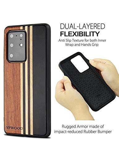 YFWOOD Samsung Galaxy S20 Plus Wood Case, Unique Wooden Phone Case for Samsung Galaxy S20 Plus 5G, Shockproof Drop Proof Bumper Protection Cover for Galaxy S20 Plus 6