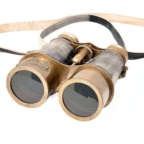 Handmade Antique Victorian Marine Brass Leather Cover Belt Binocular Sailor Instrument for Adults Marine Binoculars for Bird Watching Hunting Viewing 5