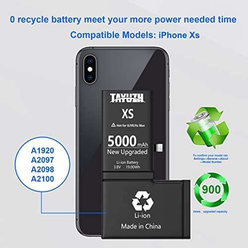 TAYUZH [5000mAh] Battery for iPhone Xs, High Capacity Battery Replacement for iPhone Xs Model A1920, A2097, A2098, A210 New 0 Cycle Spare Battery with Repair Tools and Manual 2
