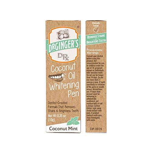 Dr. Ginger's Coconut Oil Tooth Whitening Pen – Rapid Brightening for Sensitive Teeth and Gums - Mint Flavor, 0.35oz - Blended with Teeth Whitening Essence and Xylitol for Brighter Smile 3