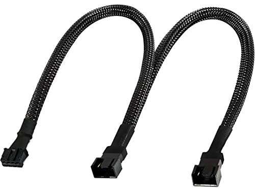 TeamProfitcom Micro 4 Pin PWM GPU Dual Fan Splitter Adapter Cable Black Sleeved for Graphics Cards 12 Inches 1