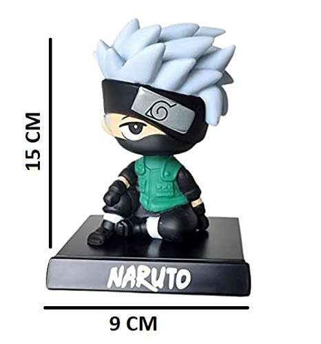 AUGEN Super Hero Naruto Kakashi Hatake Sensei Action Figure Limited Edition Bobblehead with Mobile Holder for Car Dashboard, Office Desk & Study Table (Pack of 1)(Plastic) 3