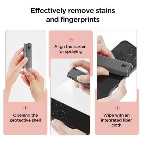 YTT Screen Cleaner, All-in-One Spray & Wipe Cleaner, with Transparent Protective Shell for All Phones, Laptop and Tablet Screens (Gray) 6