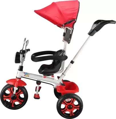 JoyRide CITY BLAZE PRO MAX Plug N Play Baby Tricycle with Parental Handle,Adjustable Canopy, 360 degree Rotatable Seat , Cushion Seat , Safety Harness , Light and Music for Kids/Boys/Girls/Carrying Capacity Upto 40kgs (RED) 5