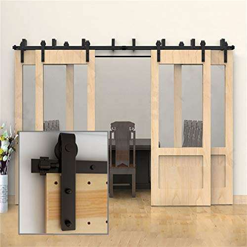 CCJH 10FT Sliding Barn Door Hardware Kit Rails with 4 Pair of Hangers fit for 30" Wide Door Panel Basic Style Hangers Black 1