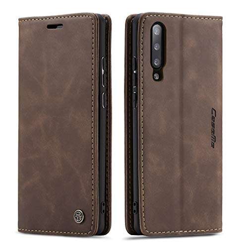 Galaxy A50 Case,Bpowe Leather Wallet Case Classic Design with Card Slot and Magnetic Closure Flip Fold Case for Samsung Galaxy A50 (Coffee) 1