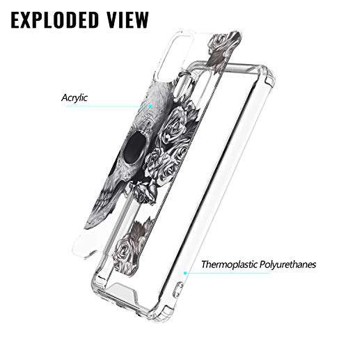 KWEICASE Cell Phone Case for Samsung Galaxy A21S, Samsung A21S Case Slim Soft Bumper Hard Clear Cover Transparent Shockproof Protective Case for Galaxy A21S, Skull 3
