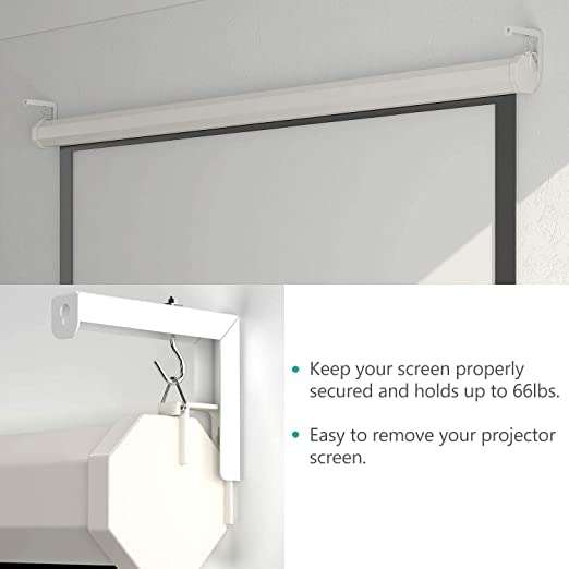 Spline Universal Projector Screen Wall Mount Brackets/Stand, 6- Inches Adjustable Brackets/Hanger, 25 kg Weight Capacity, White 5