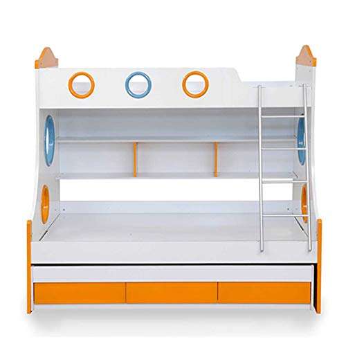 Royaloak Remo Double Size Engineered Wood Bunk Bed with Pull Out Storage (MDF - White and Orange) 3