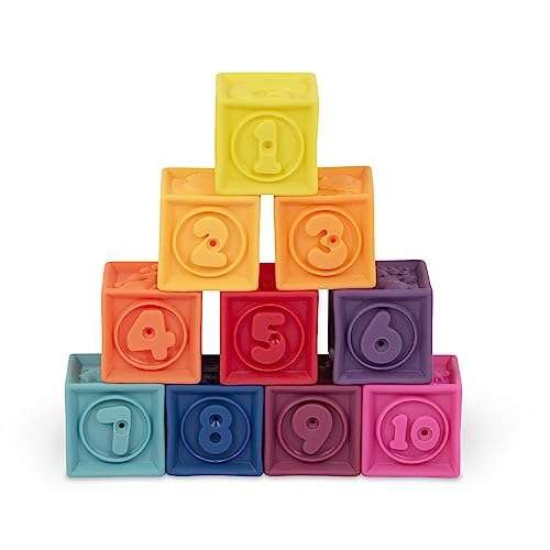 B. toys – Baby Blocks – Stacking & Building Toys For Babies – 10 Soft & Educational Blocks – Numbers, Shapes, Colors, Animals – One Two Squeeze – 6+ Months 1