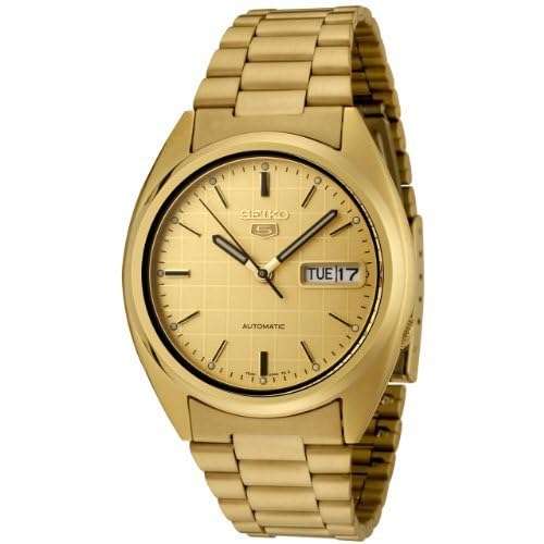 Seiko Men's SNXL72 5 Automatic Gold Dial Gold-Tone Stainless Steel Watch 2