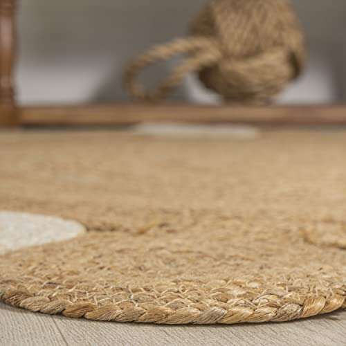 JONATHAN Y Ayana Two-Tone Jute Hippy Circle Natural/Cream 4' Round Indoor Area Rug, Cottage, Coastal, Easy-Cleaning for Living Room, Bedroom, Kitchen, Pet Friendly, Non-Shedding (RNF107A-4R) 5