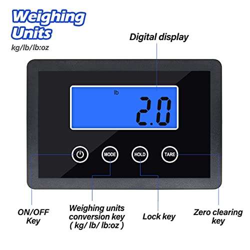 AURGOD Shipping Scale, 400lbs/180kg Heavy Duty Digital Postal Scale, Portable Stainless Steel LCD Display Platform Scale for Shipping W/ 12" X 10" Platform 3