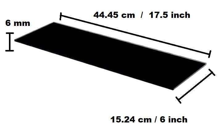 Naha Decor CRAFT STUDIO Rectangle Black Glass Shelf for Bathroom/Kitchen Shelf/Living Room Multipurpose Wall Shelf (Size - L 44.5 cm/W 15.24 cm & 6 mm Thickness) Pack of 3 3