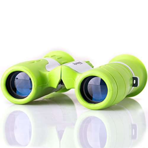 Binoculars 8X21 kit with Whistle & Neck Strap for Kids Boys Girls Outdoor Sports Bird Watching Hunting Hiking Children Birthday Presents All Real Optical Glass Lens Green Plastic Body Lightweight 6