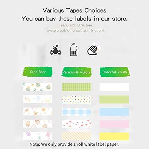 PeriPage L1 Mini Pocket BT Label Maker Sticker Inkless Portable Thermal Label Printer with 1 Roll White Paper Tape Compatible with iOS Android Smartphone for Home Office School Retail Store 5