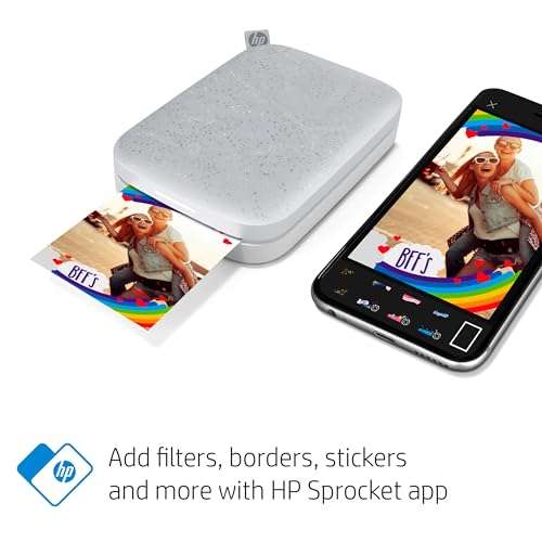 HP Sprocket 2x3" Instant Smartphone Photo Printer - Portable Color Wireless Mobile Printer - Zink Sticky-Back Photos - Print from Compatible iOS & Android Devices with Bluetooth w/Fun App - Luna Pearl 3