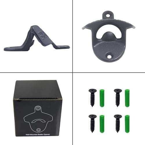 Jumiok Black Magnetic Wall Mount Beer Bottle Opener Screw in Bottle Cap Opener with Magnets Built-in to Catch Bottle Cap (Pack of 2) 6