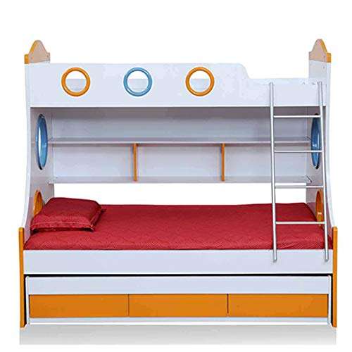 Royaloak Remo Double Size Engineered Wood Bunk Bed with Pull Out Storage (MDF - White and Orange) 2