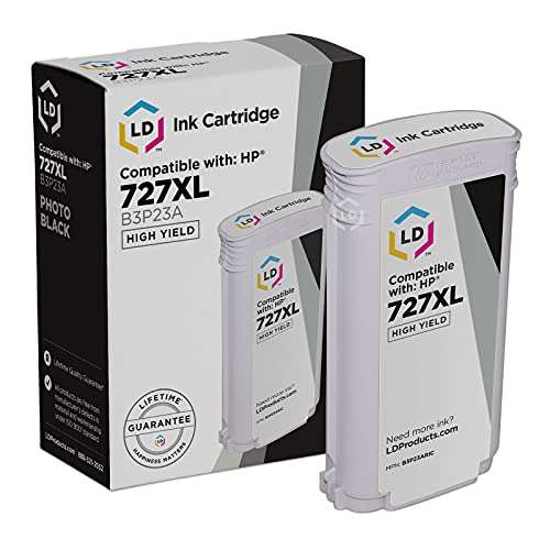 LD Remanufactured Ink Cartridge Replacement for HP 727XL B3P23A High Yield (Photo Black) Compatible with HP Designjet Printer Models T2500 T920 T1500 T2530 ps T930 T1530 T930 1