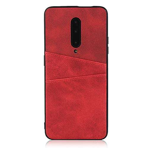Jaorty Compatible with OnePlus 1+ 7 Pro Case, Slim PU Leather Back Case Cover with Credit Card Holder Durable Protective Cover Case for OnePlus 1+ 7 Pro (Red) 5