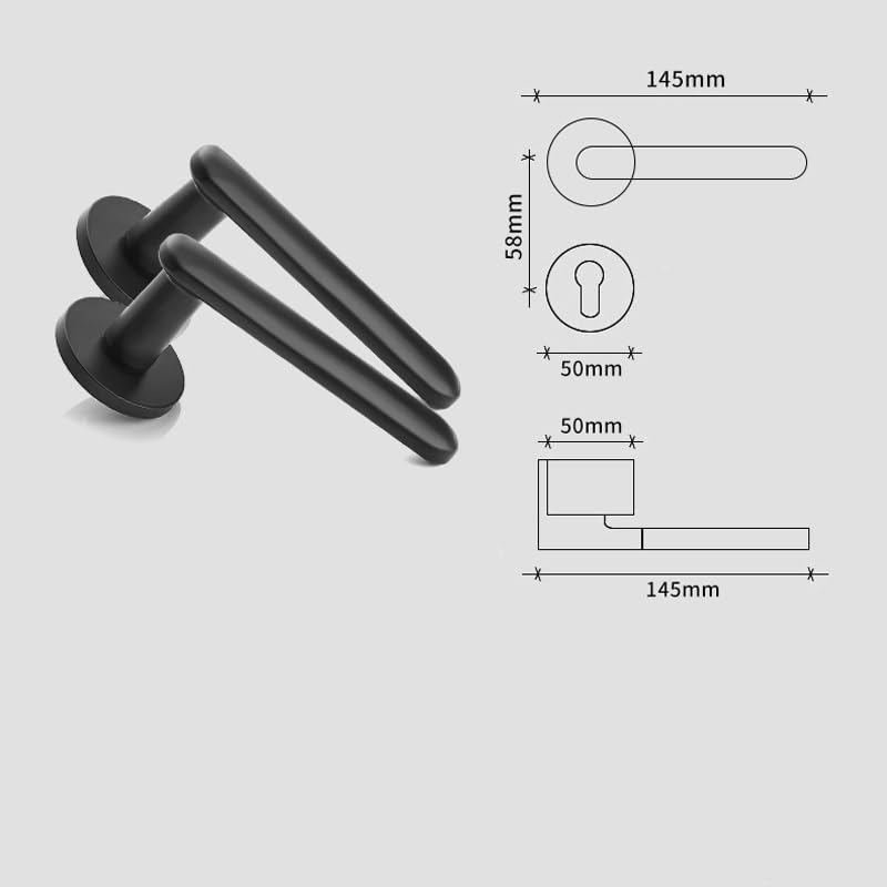 HIONJIN Magnetic Silent Bedroom Handle Room Door Lock Anti Insertion Wooden Door Split Door Handle(White-Patch Five-Pointed star4) 4