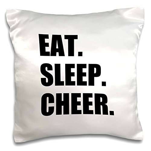 3dRose pc_180387_1 Eat Sleep Cheer Passionate About Cheerleading Fun Cheerleader Team Pillow Case, 16" x 16" 2