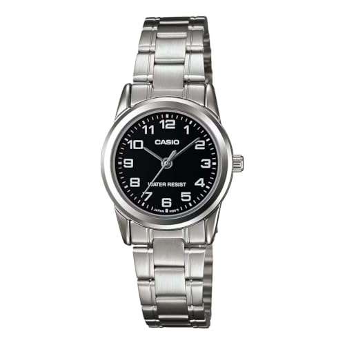Casio #MTP-V001D-1B Men's Standard Stainless Steel Easy Reader Black Dial Watch