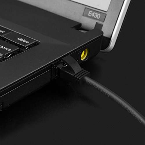 CableCreation 10 FT Ultra Slim RJ45 Cat7 Ethernet Patch Cable, 50U” Gold Plated SSTP Network Cable up to 10 Gigabit Band Width 500MHZ Low Profile Plug 3M Black 5