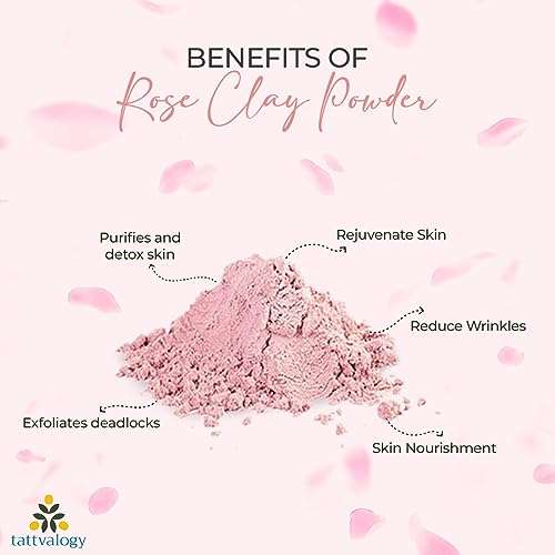 Tattvalogy Rose Clay Powder (200gm) | Clay For Glowing Skin | Kaolin Clay | Powder For Face | Clay Face Mask For Unisex | Parabens & Sulphate Free 5