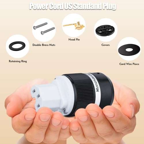 Monosaudio HiFi Power Plug Pure Copper 15A/125V 10A/250V IEC C13/C15 Power Connector Hi-end Audio Power Plug Audiophile Power Plug for DIY Audiophile Power Cord HiFi Audio AC Power Cable（M130/F130） 6