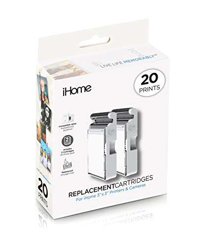 iHome 2-Pack of 3x3 Inch Ink+Square Paper Cartridge (20 Prints Total) (IHC33-20) 1