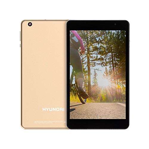 Hyundai KoralTab 8W2, 8" Android Tablet, 2GB RAM, 16GB Storage, Quad-Core Processor, 8” IPS Display, Android 9.0 Pie, Dual Camera, WiFi, Gold Metal