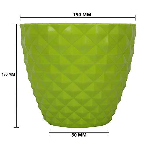 Gardens Need 100% Virgin Plastic Kohinoor -6" Pot | Set of 4 Planter, (15cm x 15cm x 15cm, Lemon Green) 5