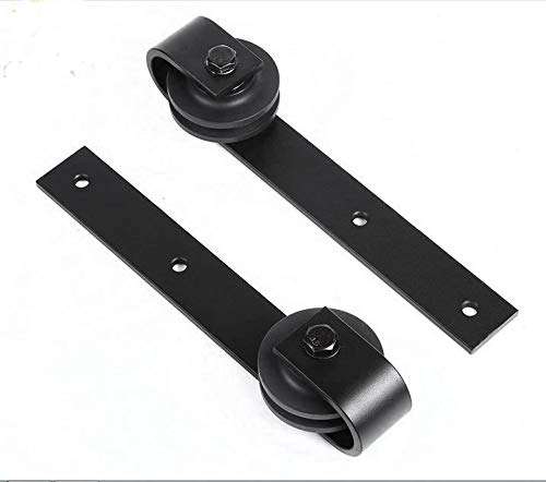 SUAY 12FT Sliding Barn Door Hardware Kit Heavy Duty Single Door Hardware Rack Rail Rollers System Set Smoothly and Quietly Easy Mount,Fits for 1.57"-1 .77" Thickness Door Panel,Black 3