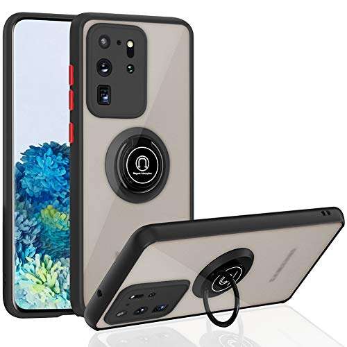 SOKAD Samsung Galaxy S20 Ultra Case, Anti-Scratch with 360 Degree Rotation Finger Ring Kickstand Work with Magnetic Car Mount Compatible for Galaxy S20 Ultra - Black