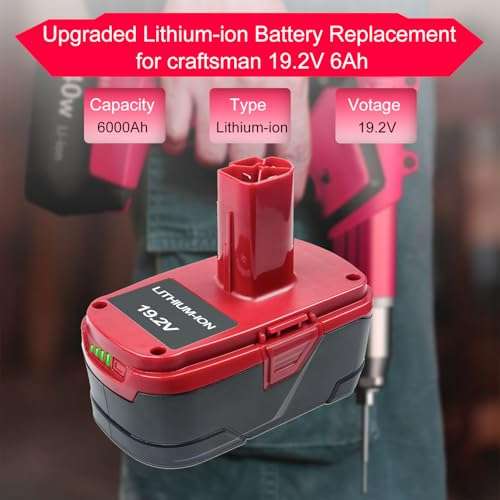 DTK C3 Battery Replacement for Craftsman 19.2V Battery Lithium ion 6000mah 1Pack 2