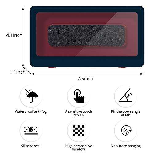 1 Piece Wall Mount Shower Phone Holder Waterproof Phone Case for Shower, Anti-Fog Touchable Screen Sealed Phone Case Self Adhesive Bathroom Storage Phone Holder for Bathroom, Shower, Kitchen (Blue) 3