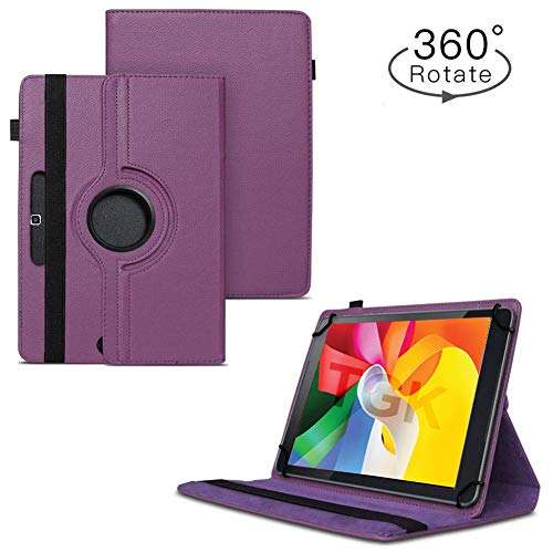 TGK Rotating Cover for iBall Q45 Tablet 7 inch (Purple) 360 Degree Universal 3 Camera Hole Leather Stand Case