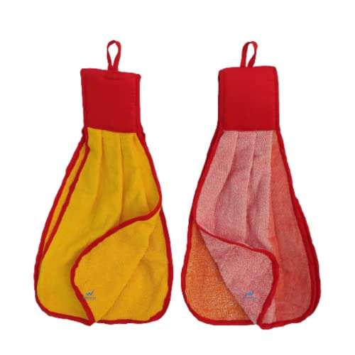 Windrop Solutions® Hanging Cotton Washbasin Napkin/Hand Towel for Kitchen and Bathroom Made in India (3) 1