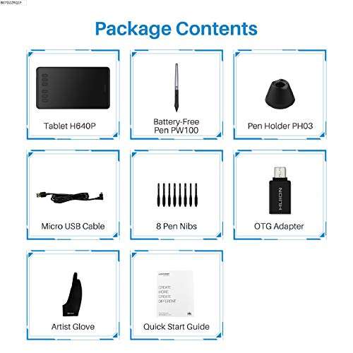 Huion Inspiroy H640P Graphics Drawing Tablet Digital Pen Tablet Battery-Free Stylus with 8192 Levels and 6 Express Keys for PC and Mac 6