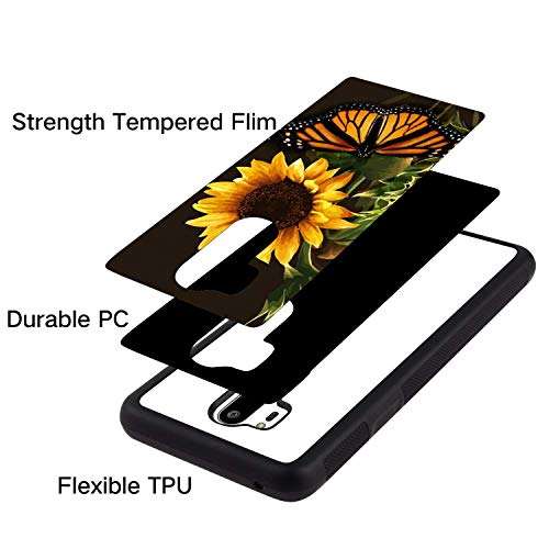 Sunflower Butterfly LG G7 ThinQ Phone Case Black TPU Rubber Protective Cell Phone Case for LG G7 ThinQ with Non-Slip Fit Edge Protection Design 2