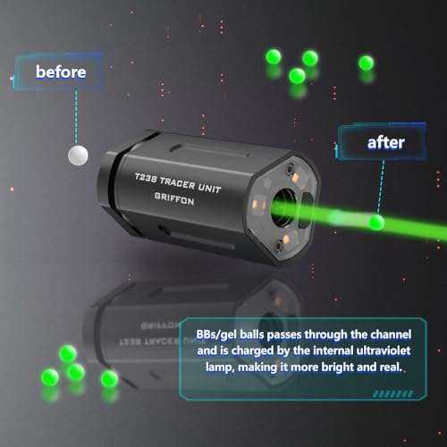 T238-Griffon Airsoft Tracer Unit, Spitfire Tactical Muzzle Flash Simulator for Airsoft Green Tracer BBS/Gel Balls with 14mm CCW Threaded Interface 6