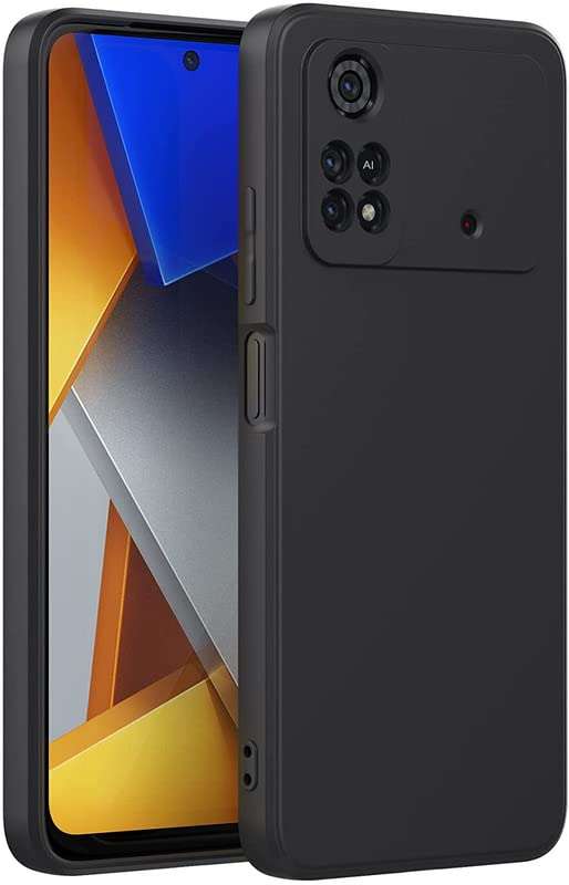 MoreFit for Poco M4 Pro 4G, Flexible Soft Silicon Candy, Scratch Resistant Back Case Cover for Poco M4 Pro 4G - Black