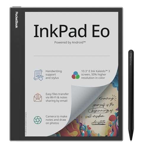 PocketBook InkPad Eo | 10.3" color E Ink Kaleido 3 screen | Handwriting & stylus | Easy notes sharing | Android 11 | Camera for notes on photos | Bluetooth & built-in speaker | Audiobooks | SMARTlight 1