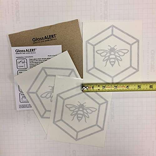 Sliding Glass Door Stickers - Glass Sticker Decals for Windows and Glass Doors - 3 Frost Vinyl Window Stickers - Bird Window Decals by Glass Alert (Bee) 6