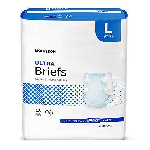McKesson Ultra Briefs, [72 Count], Size L, 45-58 in. Incontinence Adult Diapers, Heavy Absorbency, Unisex, Disposable, Elastic Leg Gathers and Contoured Fit for Men and Women 1