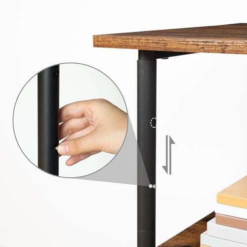 HOOBRO Printer Stand, 3-Tier Industrial Under Desk Printer Cart with Shelf, Mobile Heavy Duty Storage Rack on Wheels for Home, Office Rustic Brown and Black BF03PS01G1 6